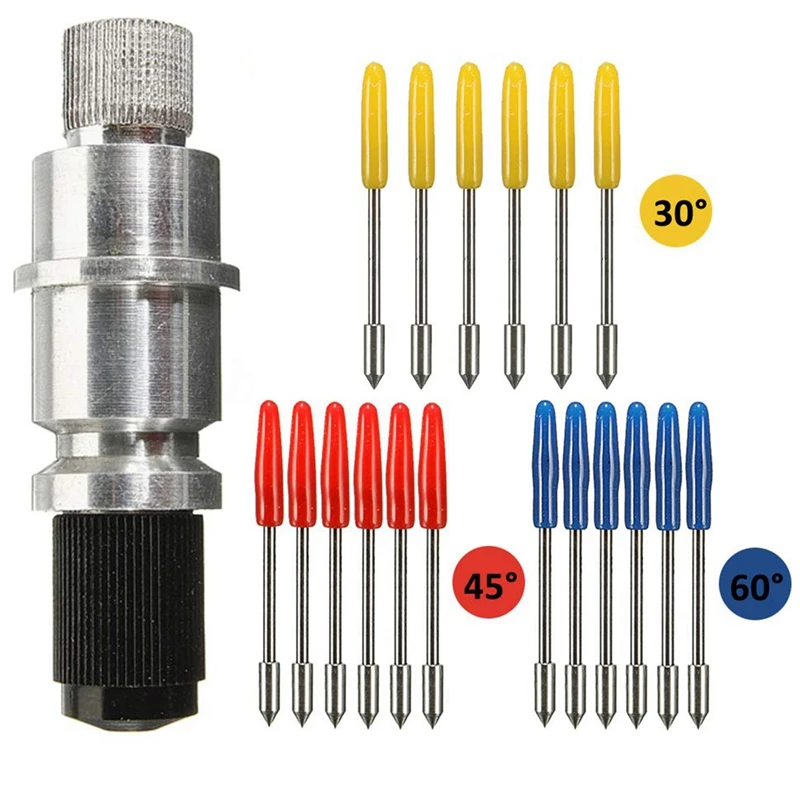 

NEW-Blade Holder Base With 18Pcs Cutting Blades (30/45/60 Degree) For Silhouette Cameo 1 2 3/Portrait/Curio/Graphtec 6000/Ce 500