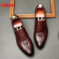 omde italy genuine leather crocodile pattern men loafers slip on dress shoes mens party and wedding shoes