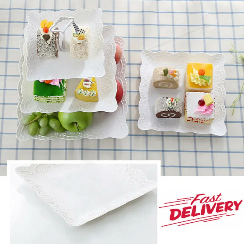 

3 Tier Plastic Cake Stand Afternoon Tea Plates Party Tableware Bakeware Cake Shop Three Layer Cake Rack Storage Tray