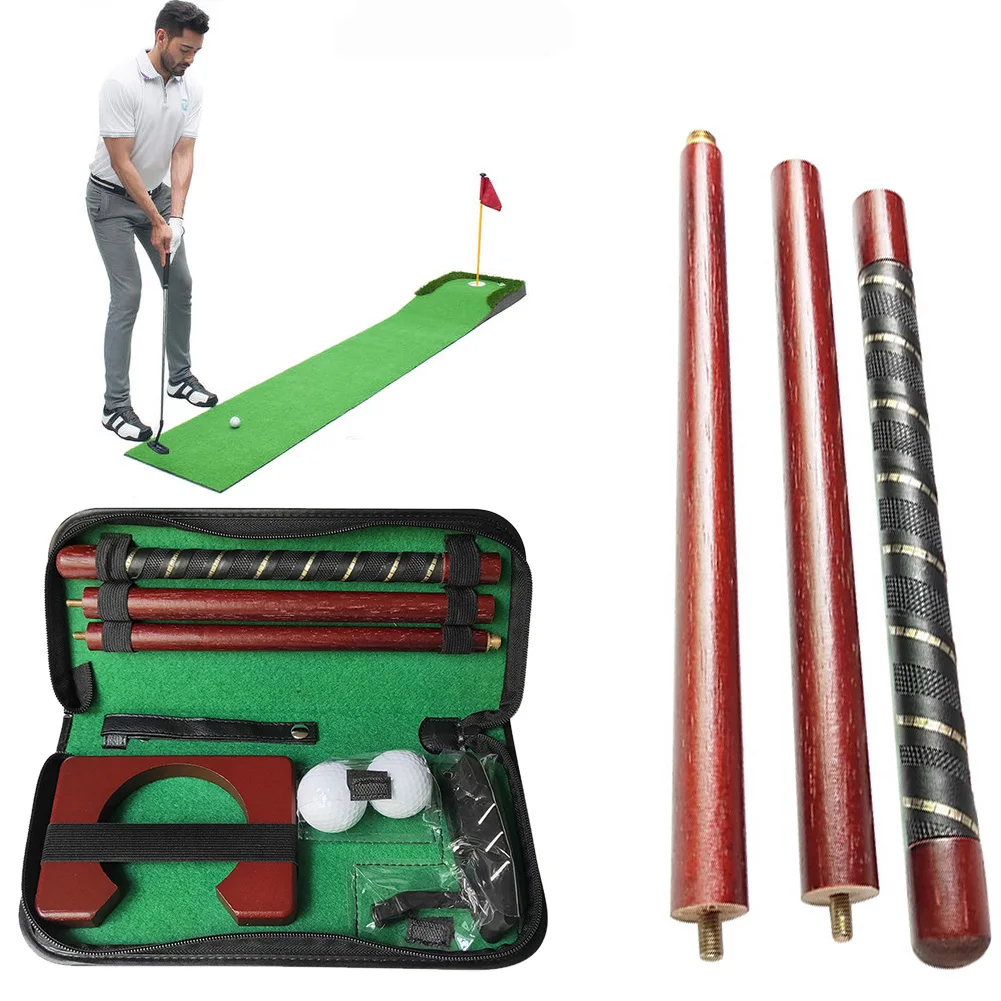 

Portable Equipment Sports Practice Mini Ball Holder Putting Golf Putter Set Travel Carry Case Wood Indoor Training Aids Gift