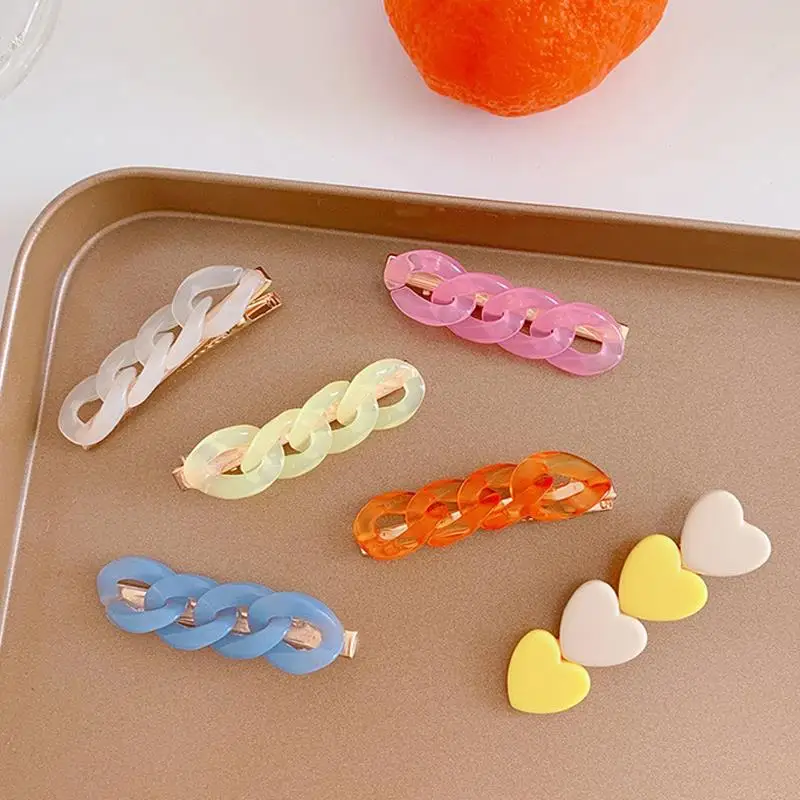 

Hair Clips For Girls Korean White Chain Hairpin Women Duckbill Clip Fashion Temperament Sweet Side Clip Hair Accessories