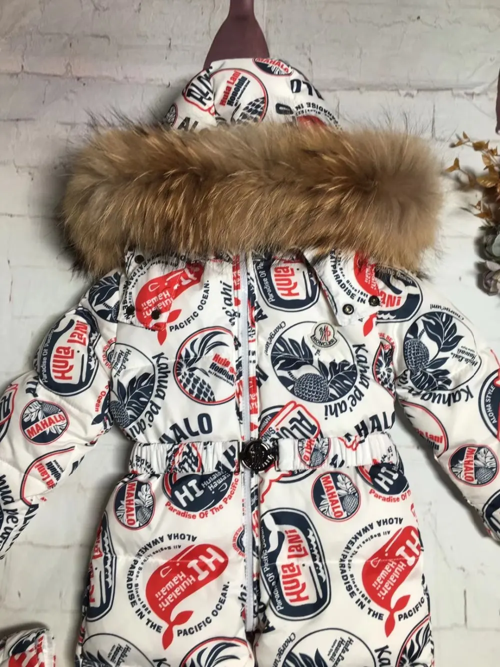 Real fur Winter Jacket child jackets children jumpsuit snow suit girl flower down romper ski suits outerwear