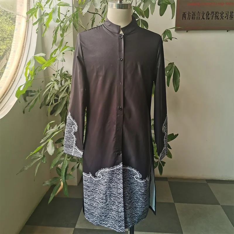 Men's Dashiki Mid-length Shirt Casual Printing Stitching African Mens Shirt Muslim Long-sleeved Fashion T-shirt Chilaba Man 2021