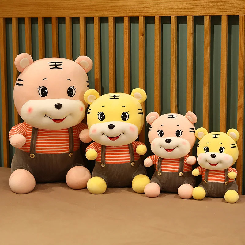 23-50 см милый Счастливый тигр с комбинезоном плюшевая кукла Мягкая Милая подушка в