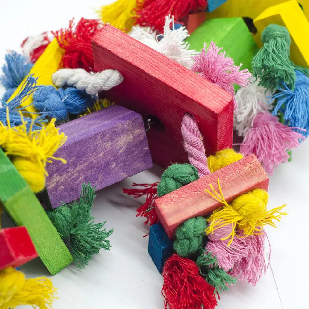 Попуги птицы игрушки цветные хлопковые веревочные узлы блоки для жевания