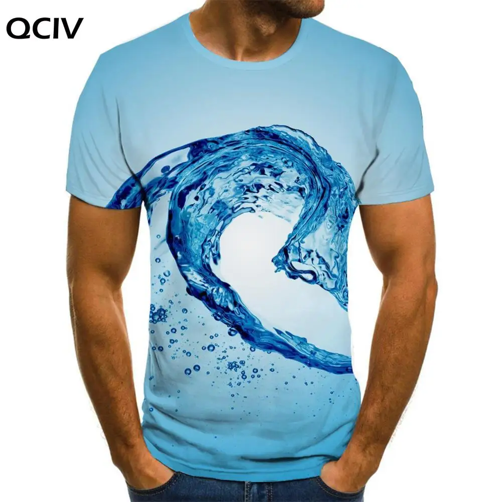 

QCIV Waves T-shirt Men Water Shirt Print Painting T-shirts 3d Creativity Anime Clothes Mens Clothing Punk Rock Casual Tops Male