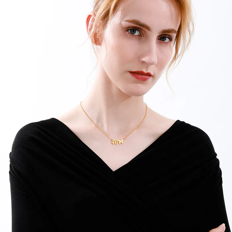 

Bohemian Letter Necklace Stainless Steel Necklace Women's Jewelry Pendant Jewelry Accessories 18k Real Gold Collar 2021 Jewelry