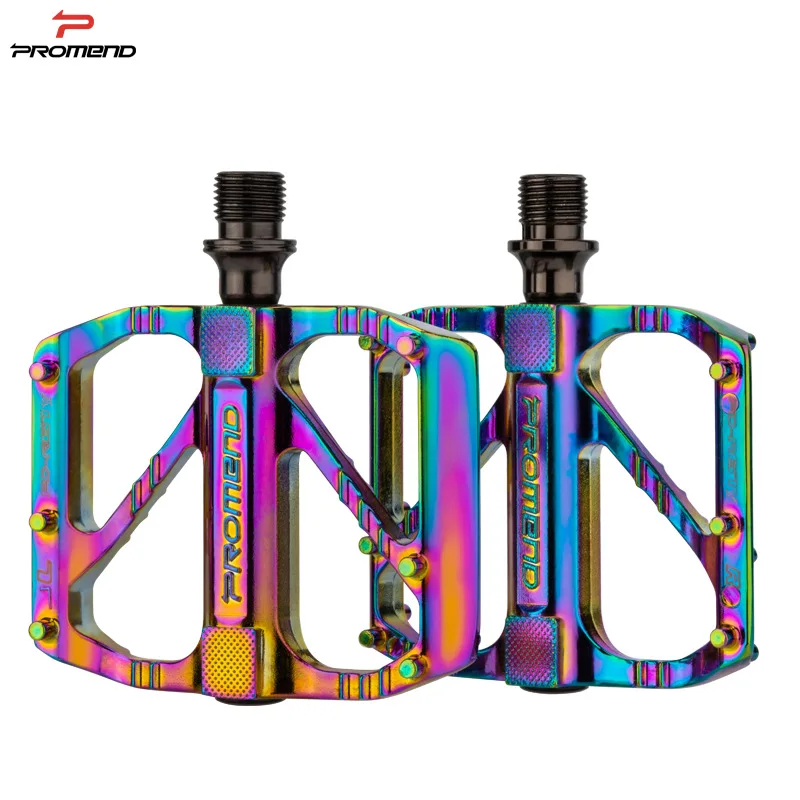 

Promend new MTB Bike Flat pedal 3 bearing Pelin Ultralight aluminum alloy plating colorful non-slip Mountain Road bicycle pedals