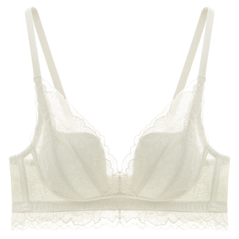 Белое комфортное мягкое тонкое хлопковое нижнее белье бюстгальтер для женщин