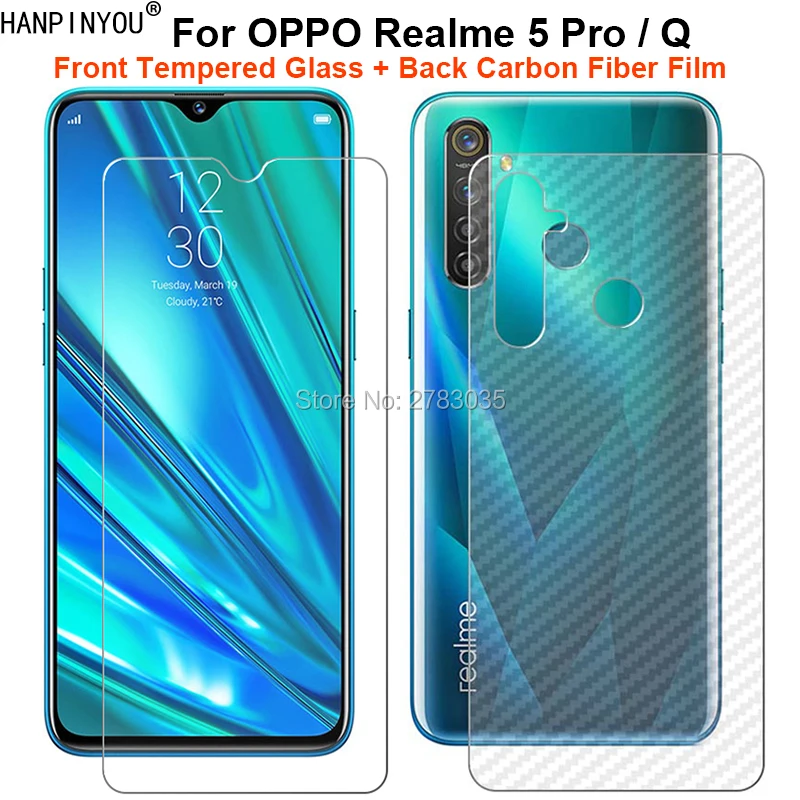 Для OPPO Realme 5 Pro / Q 6 3 дюйма 1 комплект = мягкая задняя углеволоконная пленка +