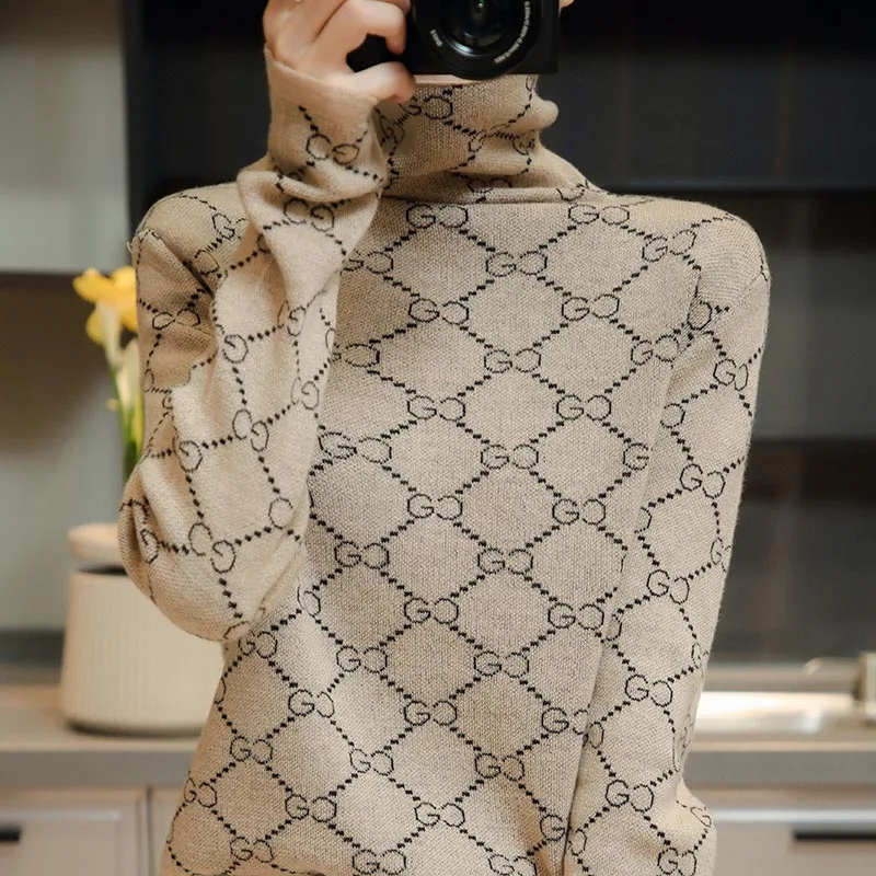 Женский пуловер повседневный Однотонный свитер из 100%-ной шерсти Осень-зима 2021