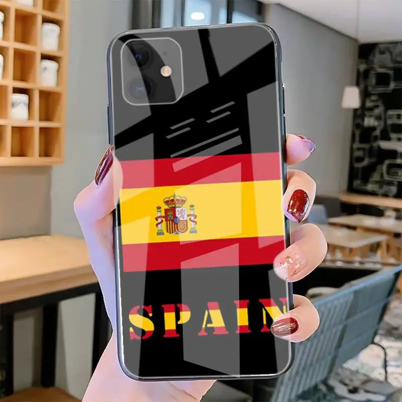 

ZFGHSHYQ Spain Coat Of Arms Flag Phone Case Tempered Glass For Iphone6plus 6S 7 7plus 8 X XS XSmax XR 11 12 Pro Max 12mini