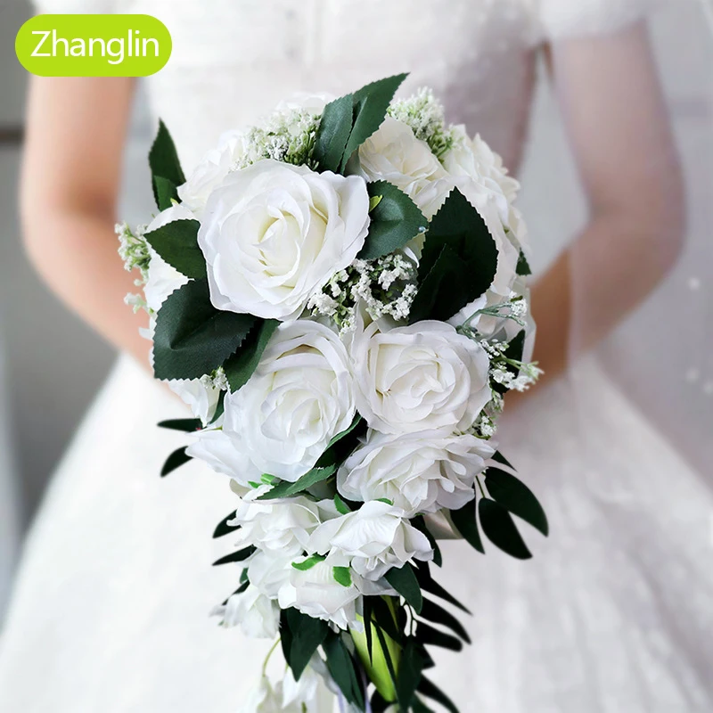 

Шелковые белые Искусственные цветы, розовые Искусственные розы, букет, великолепное свадебное украшение, свадебные букеты, домашние праздн...