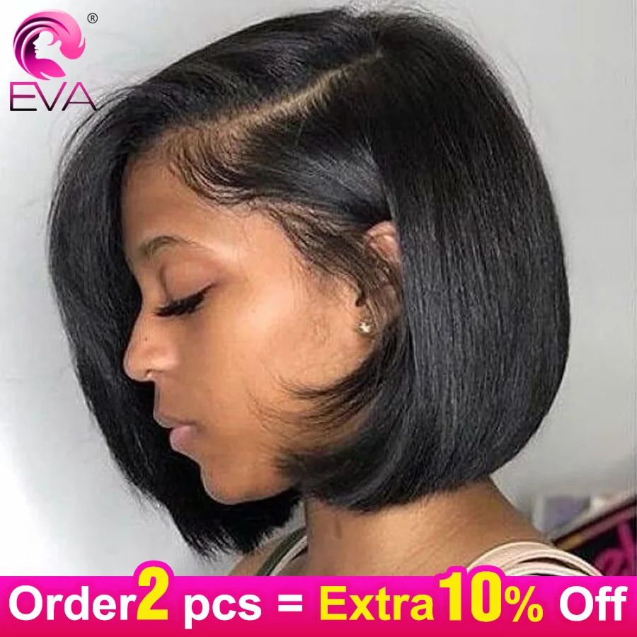Eva Short Lace Front Human Hair Wigs Pre Plucked With Baby Hair Brazilian Straight Bob Lace Front Wigs For Black Women Remy Hair