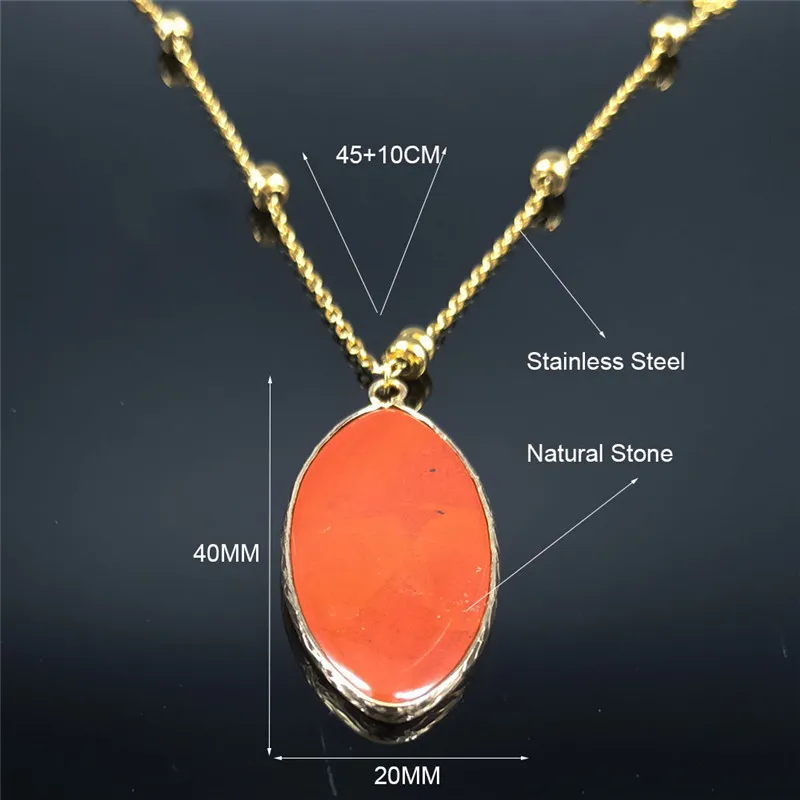 

2021 Stainless Steel Natural Stone Necklaces Women Gold Color Necklaces Pendants Jewelry gargantillas cortas mujer moda NB14S04
