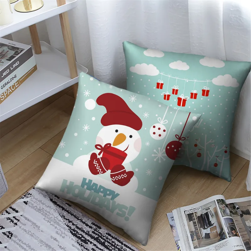 

Christmas Decorative Pillows Snowman Santa Claus Throw Pillows for Living Room Bedroom Chair Cushion Cover Farmhouse Home Decor