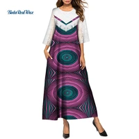 new custom african wax print dresses for women bazin riche fashion 34 sleeve plaid dress abaya muslim dress for women wy8342