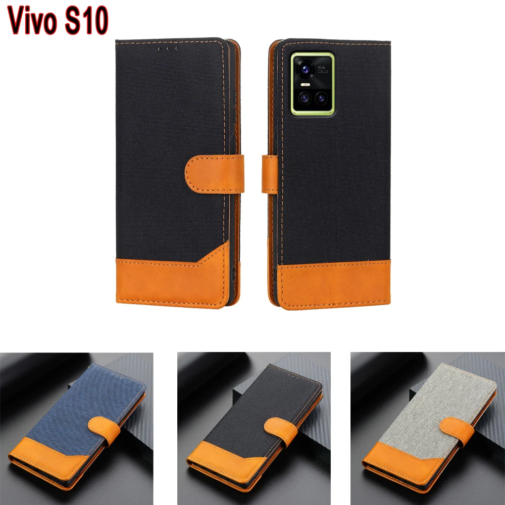 

New Cloth Grain Leather Phone Case For Vivo S10 Cover Flip Wallet Book On Vivo S10 Pro V2121A Case Magnetic Card Hoesje Etui Bag