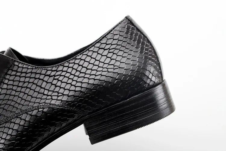 

QYFCIOUFU 2019 Snake Pattern Men Dress Shoes Genuine Leather Oxford Lace Up Casual Business Formal Pointed Toe Wedding Shoes