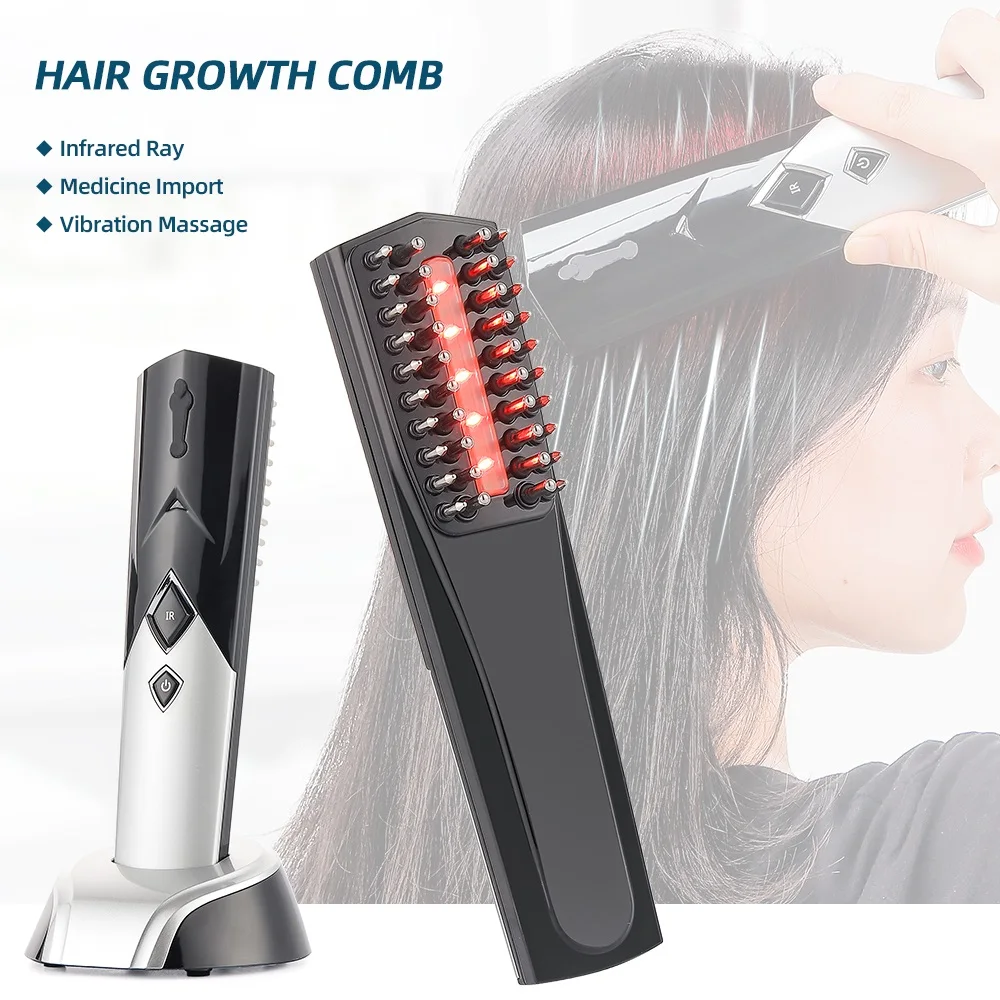 

3-IN-1 Laser Hair Growth Comb Infrared Therapy Treatment Vibration Massage Anti Hair Loss For Hair Tonic Liquid Massage Comb