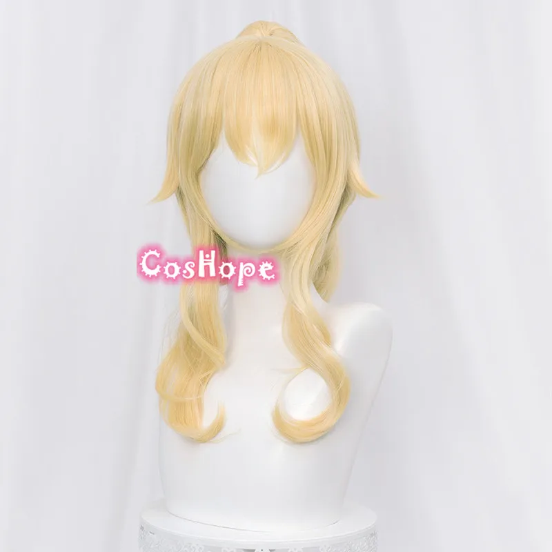 Genshin воздействия Жан Косплэй Для женщин 40 см светильник золотой парик аниме