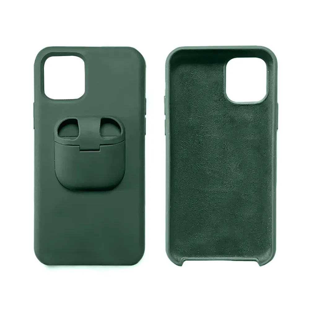 2 in 1 Wireless Headset Set Protection for IPhone 11 Pro And For AirPods Phone Case Cover Soft Back Cases Silicone shell | Мобильные