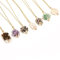 natural stone crystal quartz tourmalines amethysts necklace charms pendants women jewelry accessories gifts length 40cm