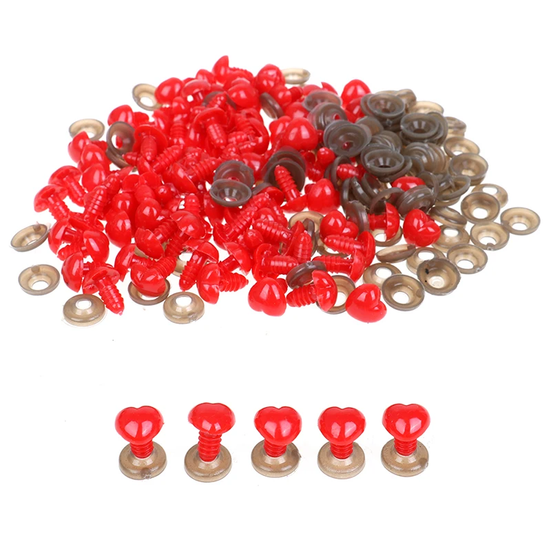 

100pcs Heart Shape Doll Nose Plastic Safety Eyes Nose for Sewing Crafting Bear Doll Stuffed Craft Doll Making 12mm