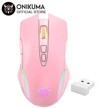 Wireless Gaming Mouse 2.4GHz Pink Rechargeable USB Mice with USB Receiver for Computer Laptop PC Gamer