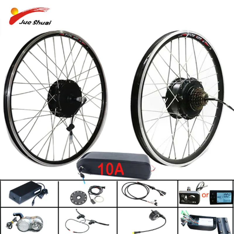Preise 36V 250W Elektrische Fahrrad Kit 36V Fron Hinten Hub Motor Rad 10A Batterie LED LCD Display 20