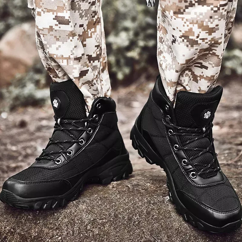

Winter Boots For Men Desert Tactical Military Boots Ankle Outdoor Hiking Boots Men Warm Winter Shoes Water Proof Snow Boots