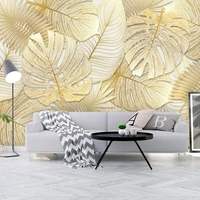 custom any size mural wallpaper 3d stereo tropical rain forest golden banana leaf wall painting living room bedroom wall papers
