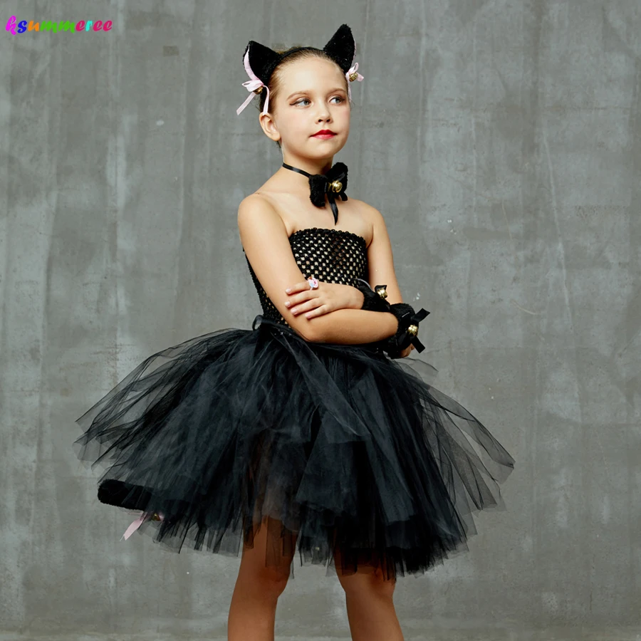 Deluxe Girls Black Cat Costume with Accessories - Halloween Animal Tutu Dress for Children, Ideal for Kids' Role Play and Pet Birthday Party Outfits image 2