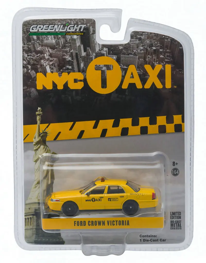 

Автомобили GreenLight 1/64 Ford Crown Victoria Taxi, Коллекционная модель автомобиля, игрушечный подарок