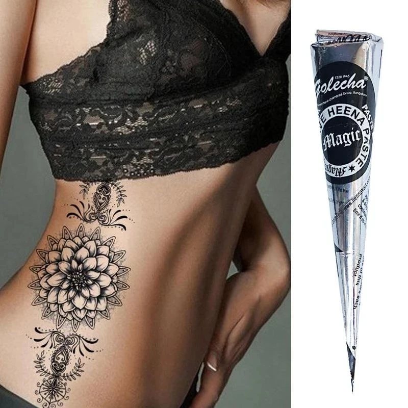 1pc Natural Indian Henna Tattoo Ink Black Mehndi Paste Cones Body Art Sticker Mehndi Body Paint Henna Cones Temporary Tattoo