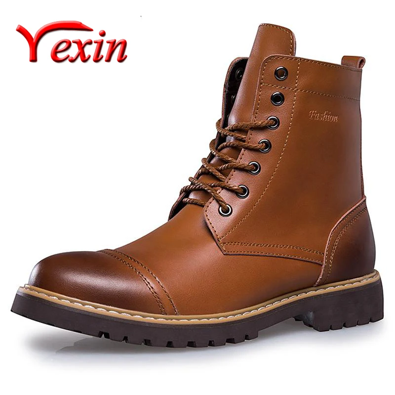 

Classic Winter Men Snow Boots Warm Fur Martin Boots Lace-Up Plush Male Ankle Boots Waterproof Non-slip Work Shoes Big Size 38-46