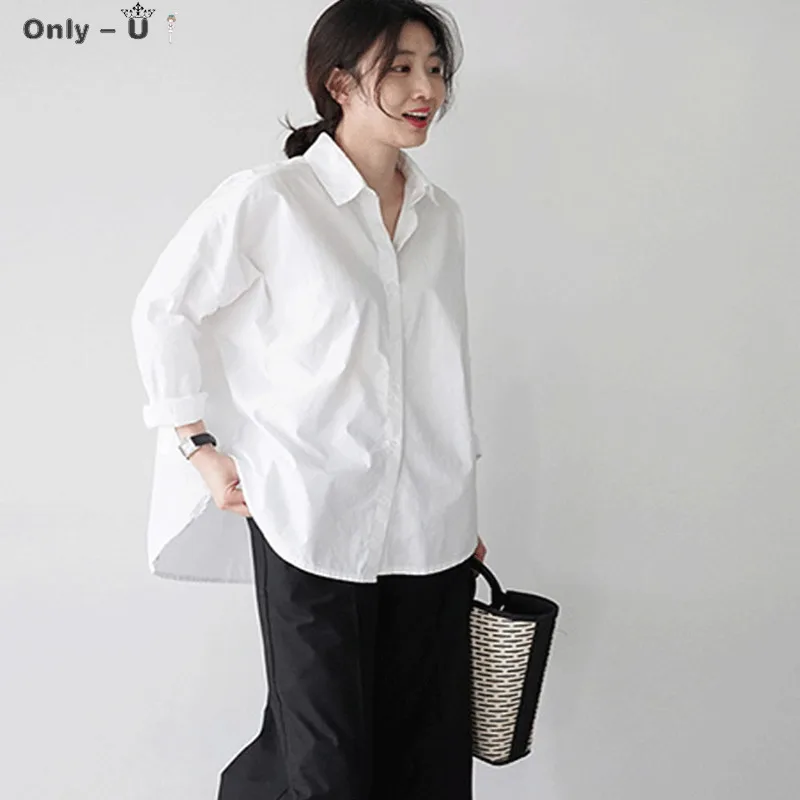 Новые белые рубашки 2021 модная Осенняя Корейская хлопковая блузка рубашка