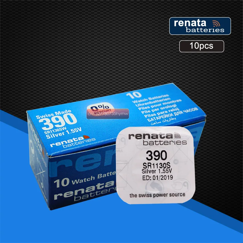 10 упаковок перезаряжаемые элементы для часов Renata из оксида серебра 390 SR1130SW 1130 1 55 в