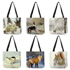 Женская сумка 2020 зимняя сумка-тоут с принтом медведя собаки повседневные сумки на плечо B13154