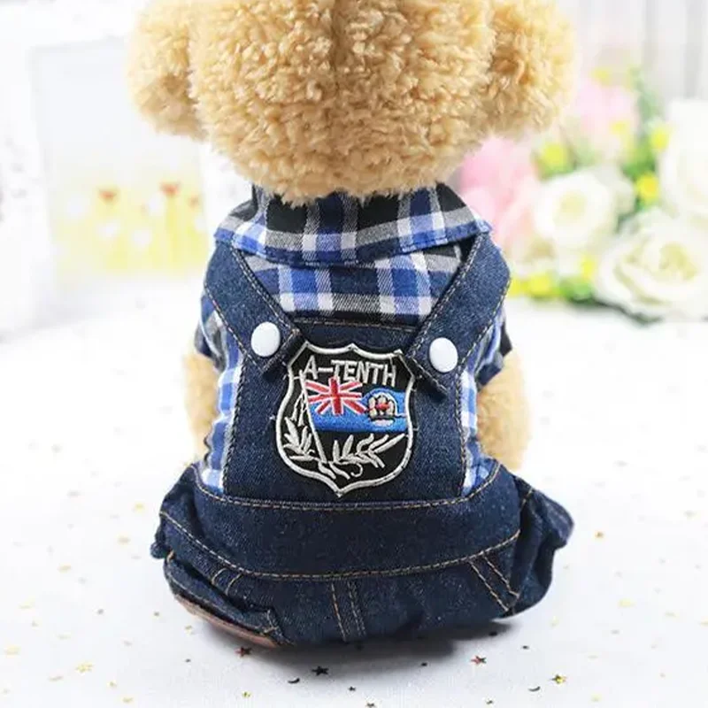 

The Latest Pet Dog Cute Four-legged Navy Jeans One-piece Jacket Spring and Summer Small Cat and Dog Clothes Pet Supplies Puppy