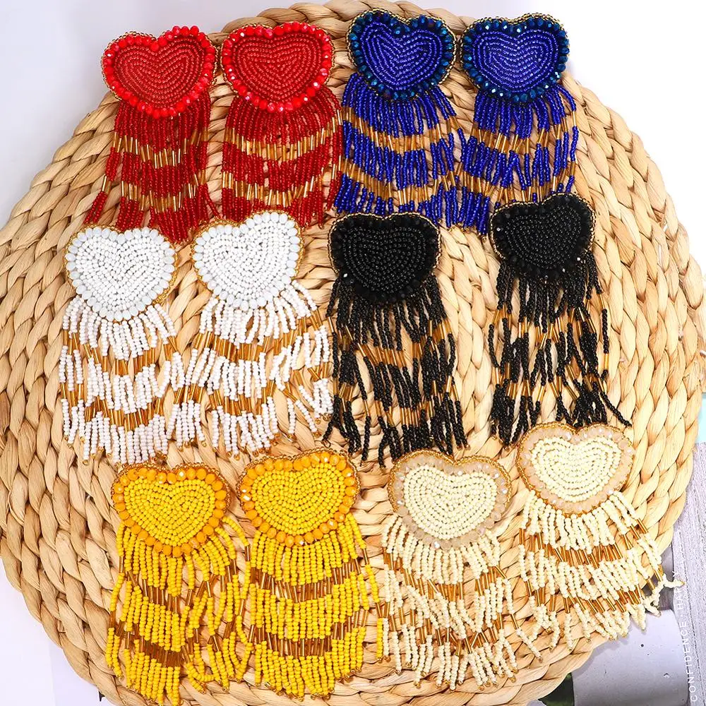 

Girlgo Colurful Beads Drop Earrings For Women 2020 Christmas fashionable Tassel Dangle Earrings Trendy Party Gifts Jewelry