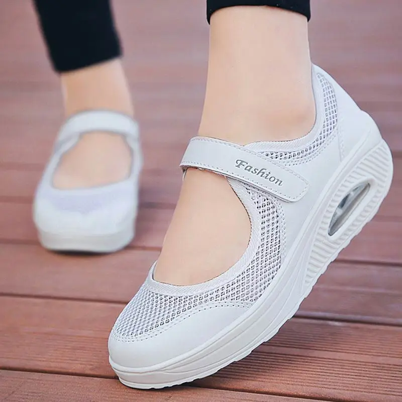 

Casual sneakers women shoes fashion mesh breathable wedges shoes female sneakers plus size hook & loop tenis feminino