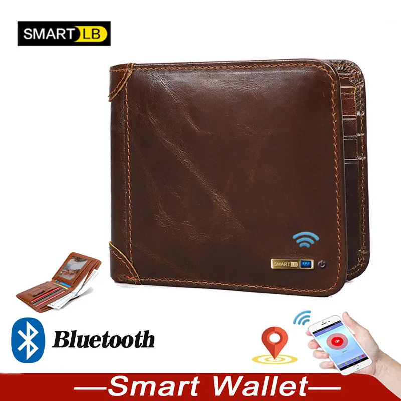 Умный кошелек с GPS записями мужской защитой от потери из натуральной кожи мужские