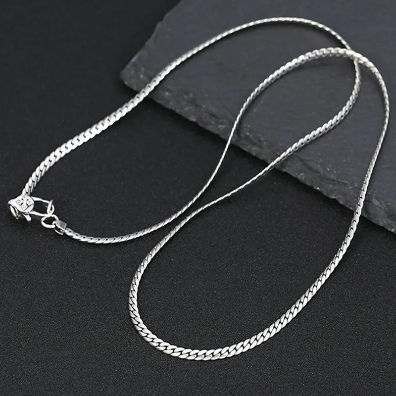 3mm*50/55CM Real 925 Sterling Silver Men Choker Necklace Fine Jewelry