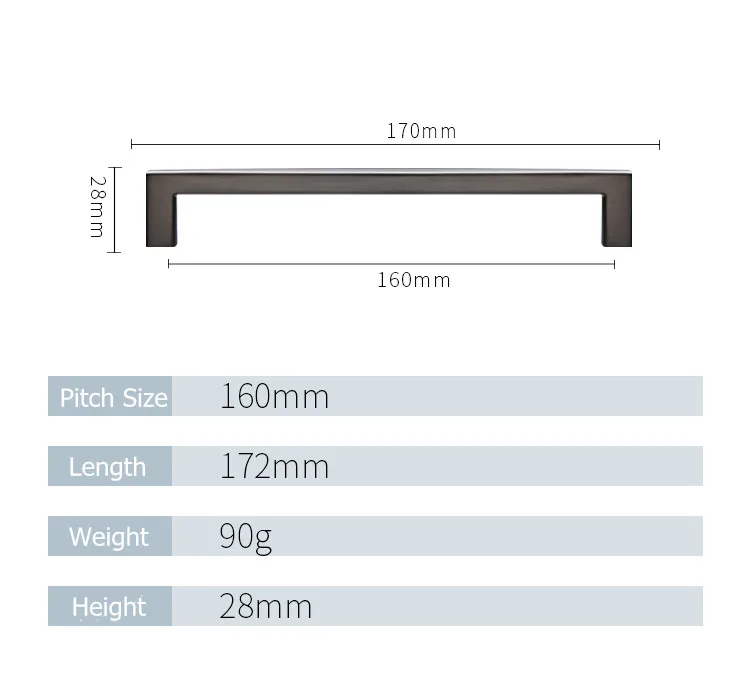 Dark Grey-160mm Современные Высокое качество золото, цинк мебели сплава дверная ручка, шкафчик ручки и ручки выдвижных ящиков Кухня кабинет ручки - Цвет: Dark Grey-160mm