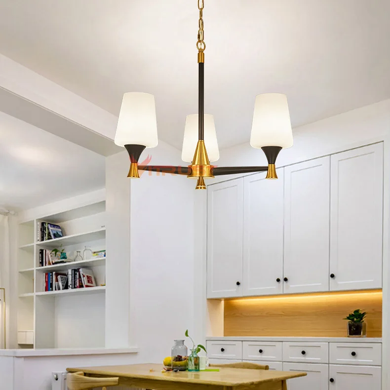 Modern Chandelier Lamps Lights Iron Lampshade Vintage LED Chandeliers Living Room Bedroom Dining Restaurant Hanging Light | Освещение