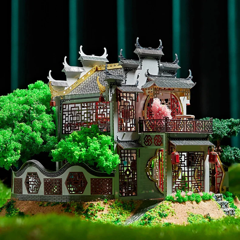 

Metal mosaic Chinese style architecture Huizhou villa model adult painting version of high difficulty DIY model decoration house