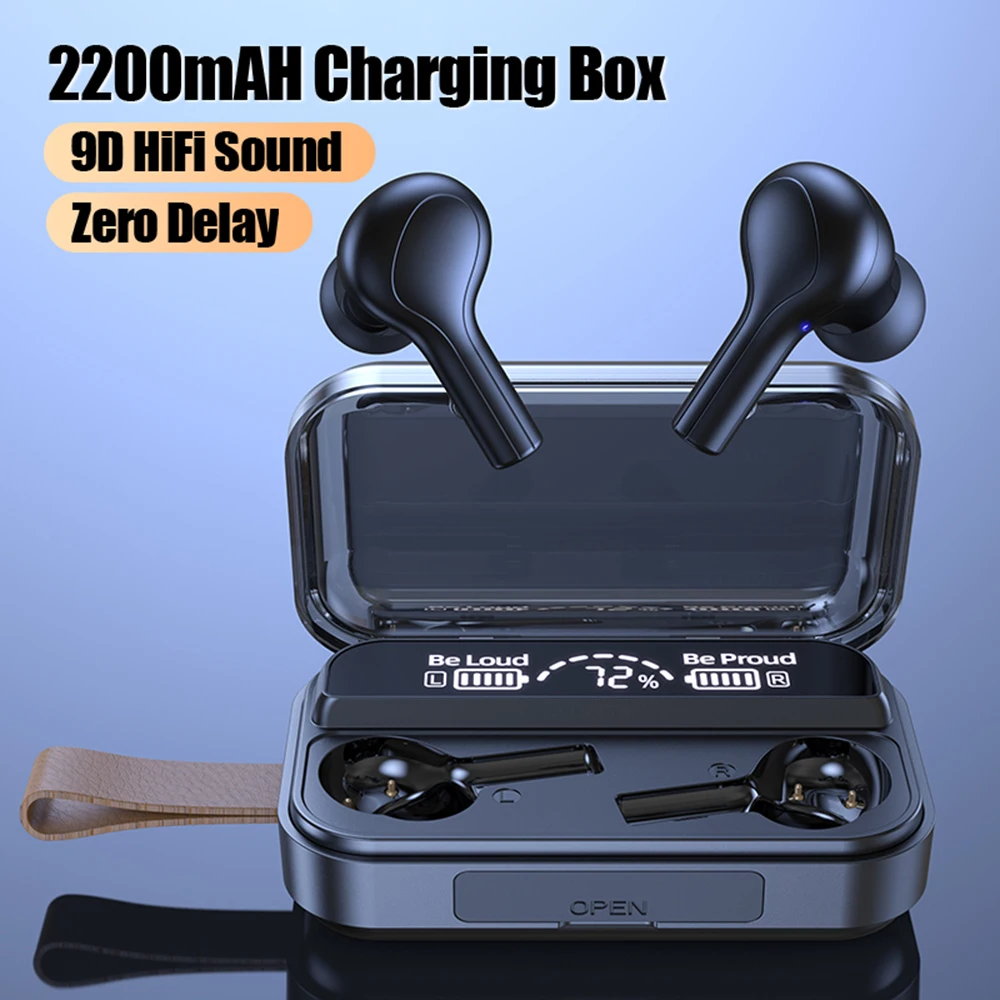 Беспроводные наушники Bluetooth 5 0 зарядный чехол беспроводные TWS 2200 мАч 9D HiFi Звук