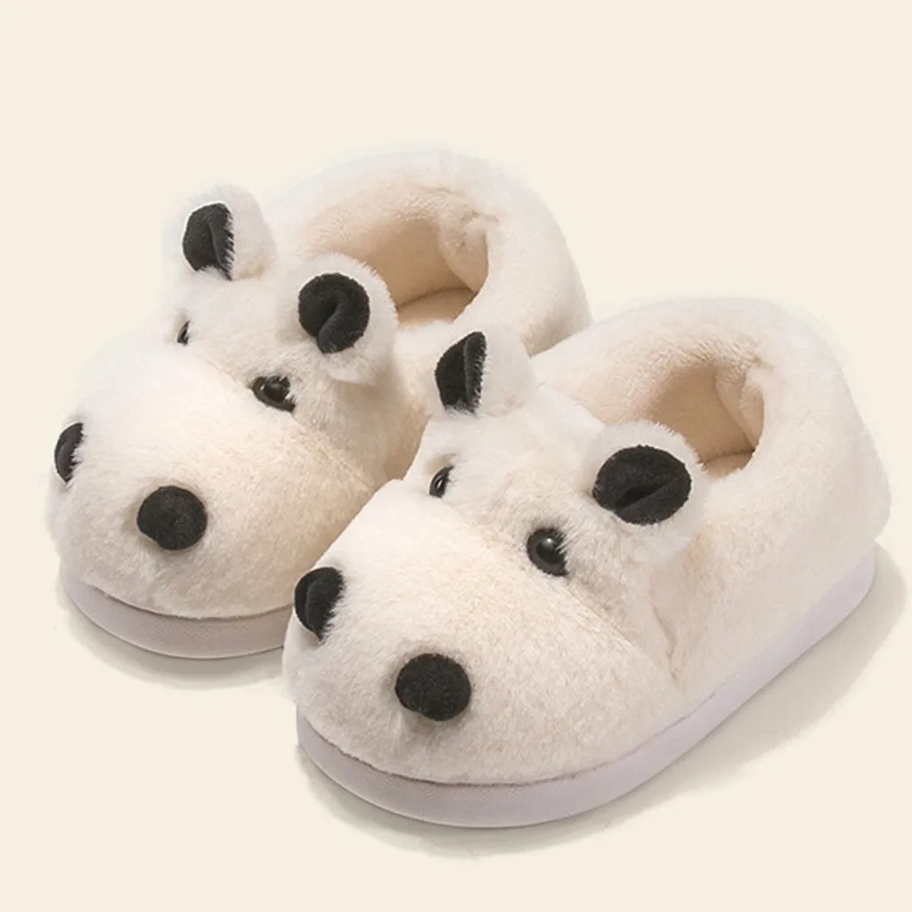 Тапочки для малышей модные зимние теплые тапочки с милыми животными мальчиков и