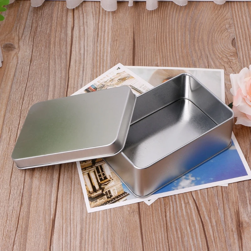 

Small Metal Tin Silver Storage Box Case Organizer For Money Coin Candy Key